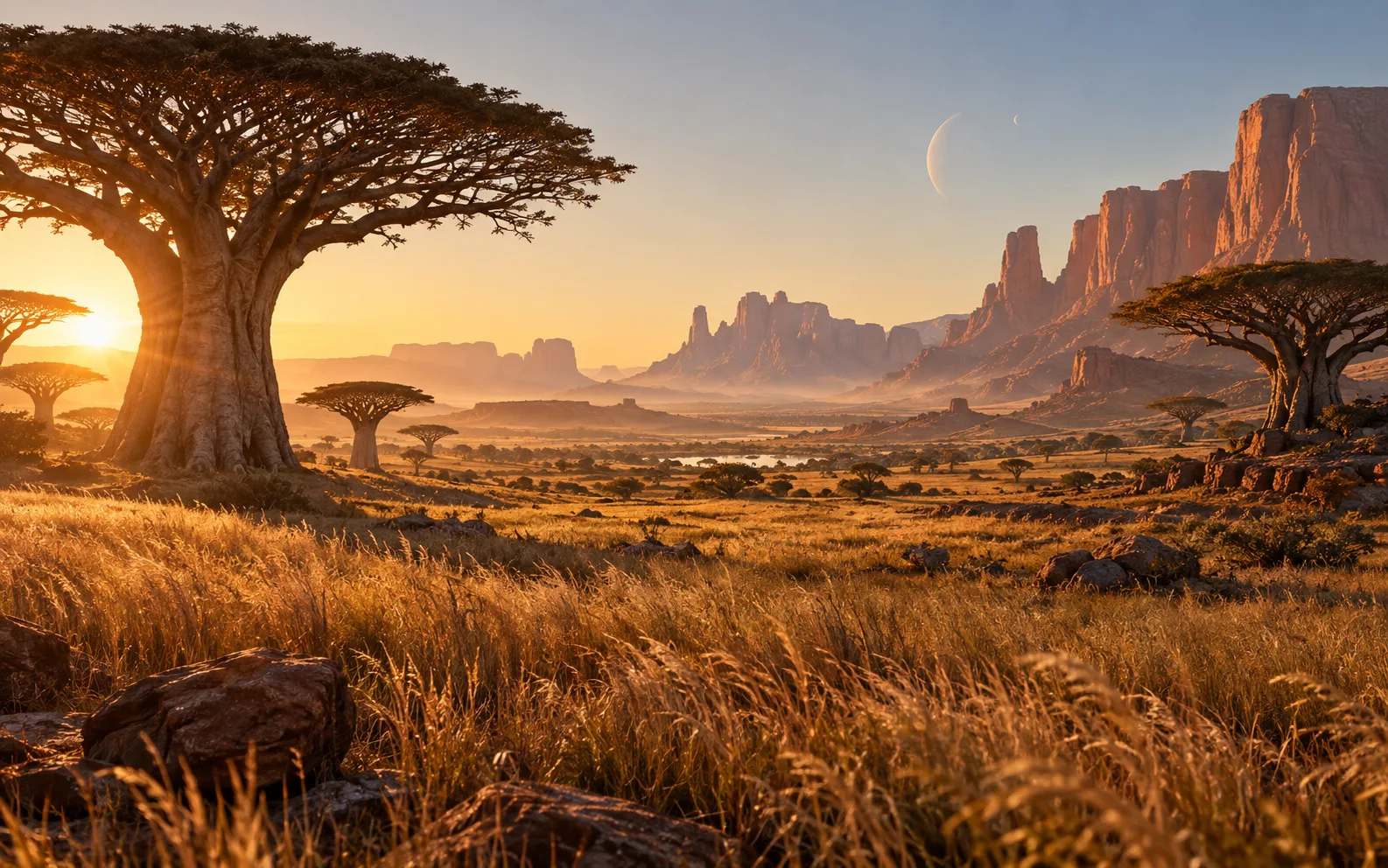 Imagined landscape of The savannah of the Felinids